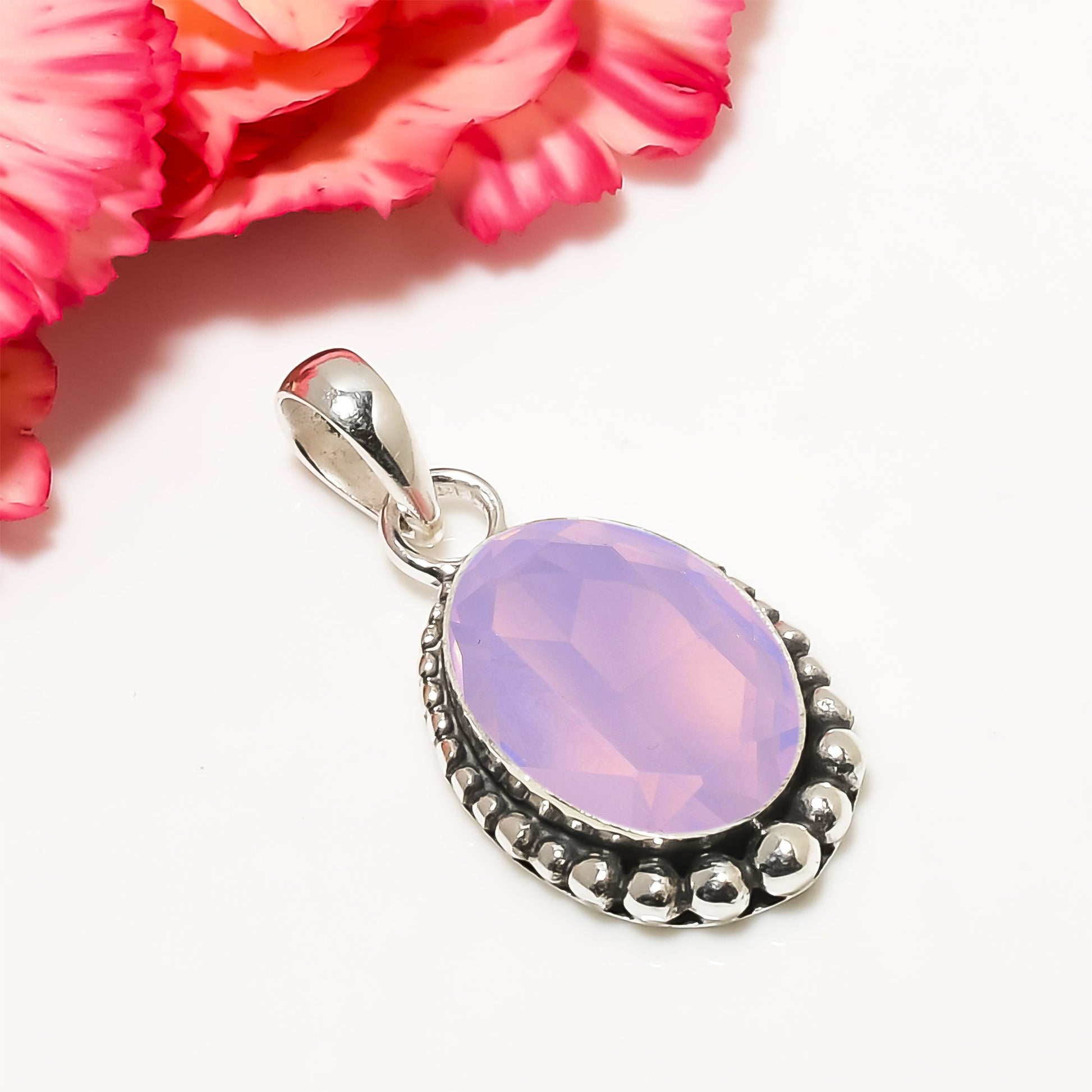 "Opal Pendant | 925 Sterling Silver | Iridescent Gemstone Necklace"