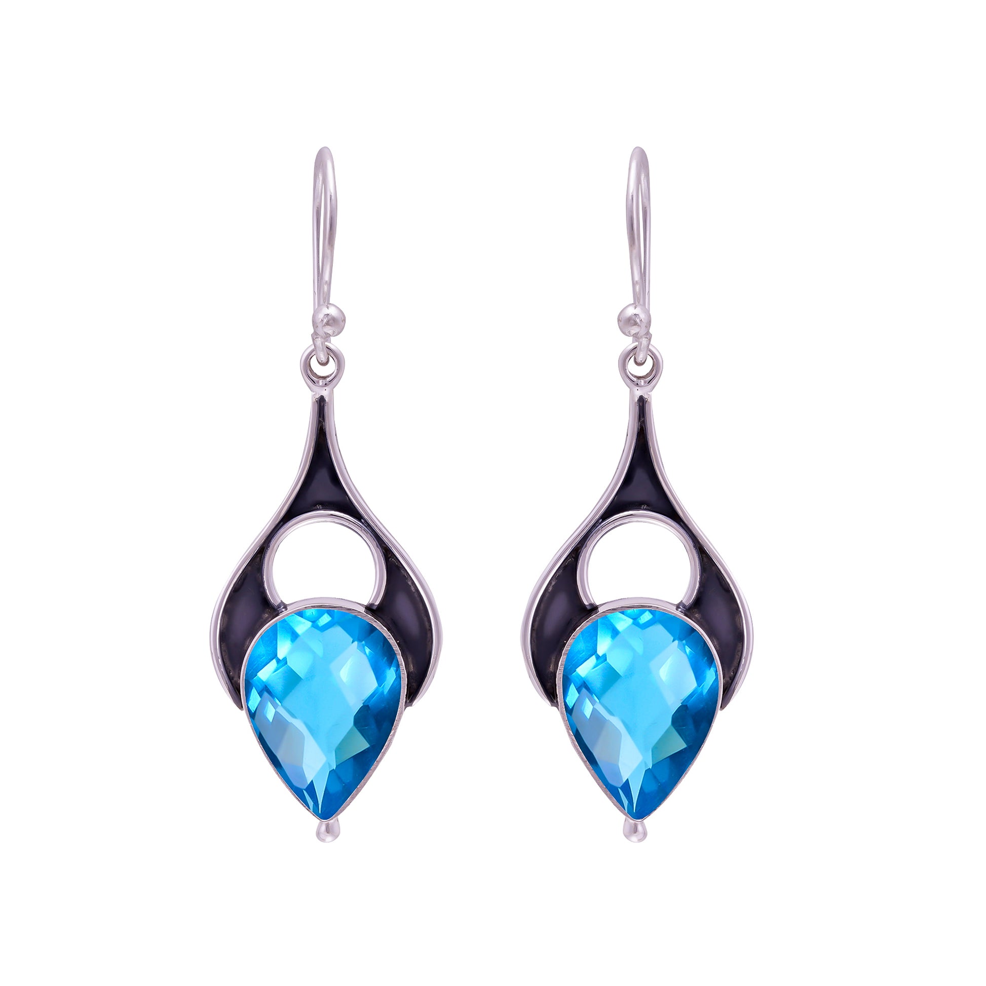 "Blue Topaz Earrings 925 Sterling Silver | Natural Gemstone Dangle Jewelry"