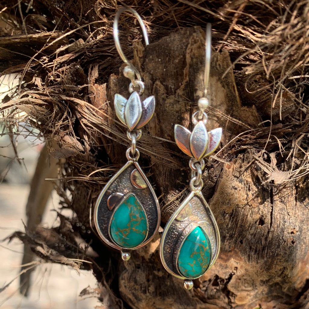 "Turquoise Earrings 925 Sterling Silver | Natural Gemstone Dangle Jewelry"