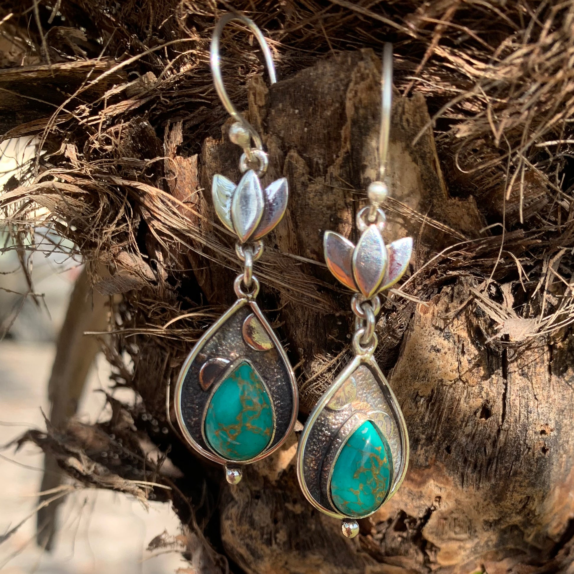 "Turquoise Earrings 925 Sterling Silver | Natural Gemstone Dangle Jewelry"
