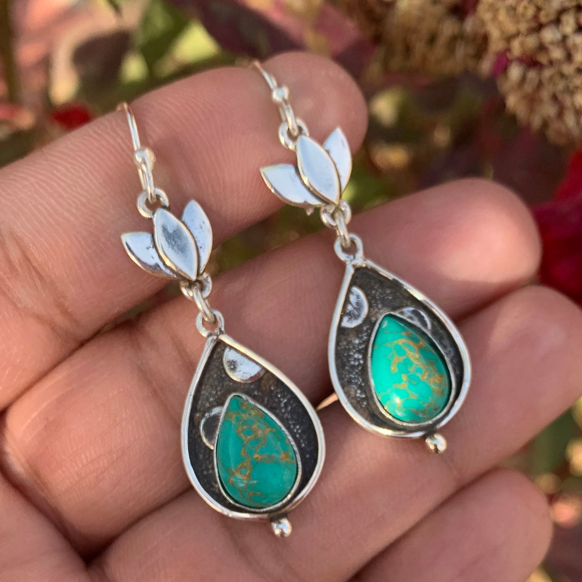 "Turquoise Earrings 925 Sterling Silver | Natural Gemstone Dangle Jewelry"