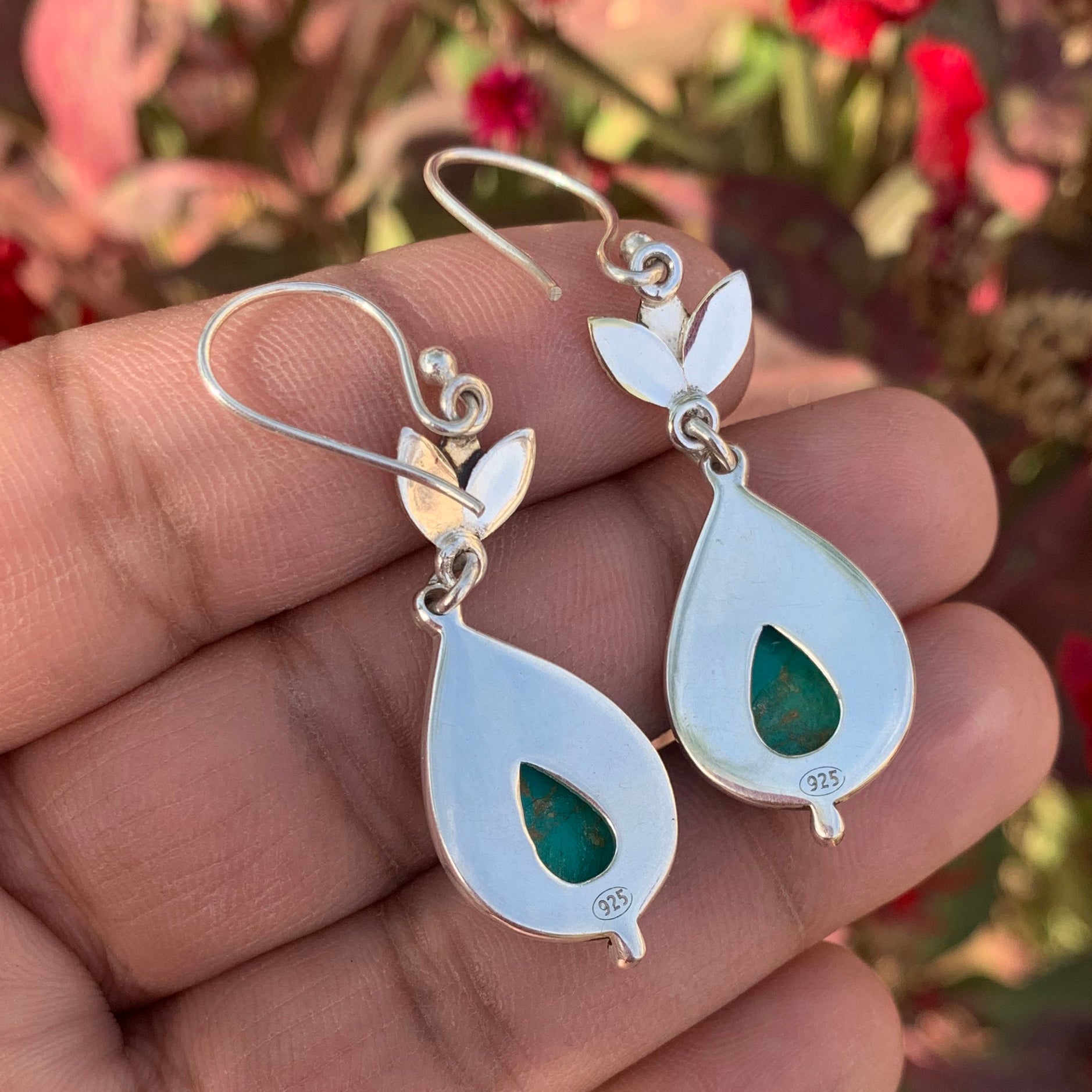 "Turquoise Earrings 925 Sterling Silver | Natural Gemstone Dangle Jewelry"