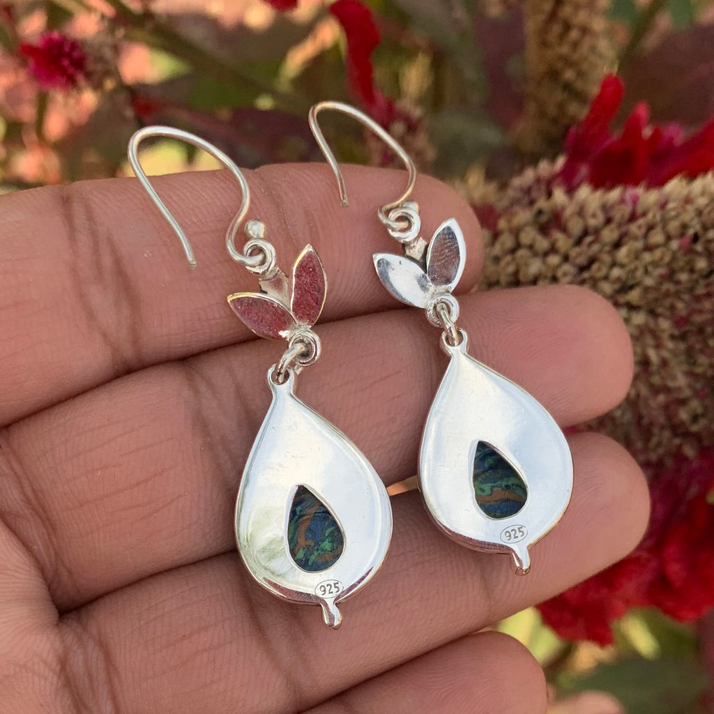 "Rainbow Calsilica Earrings 925 Sterling Silver | Colorful Gemstone Dangle Jewelry"