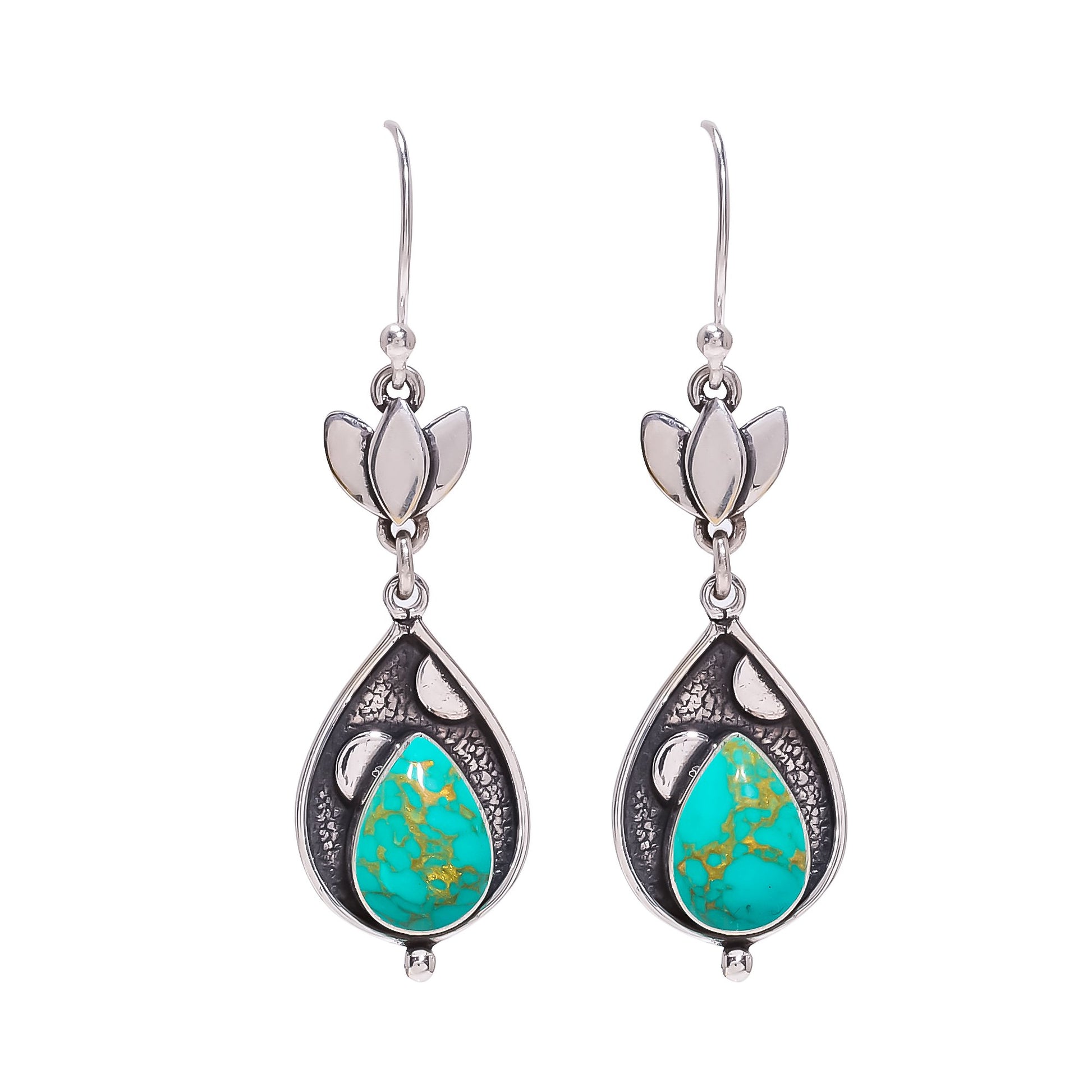 "Turquoise Earrings 925 Sterling Silver | Natural Gemstone Dangle Jewelry"