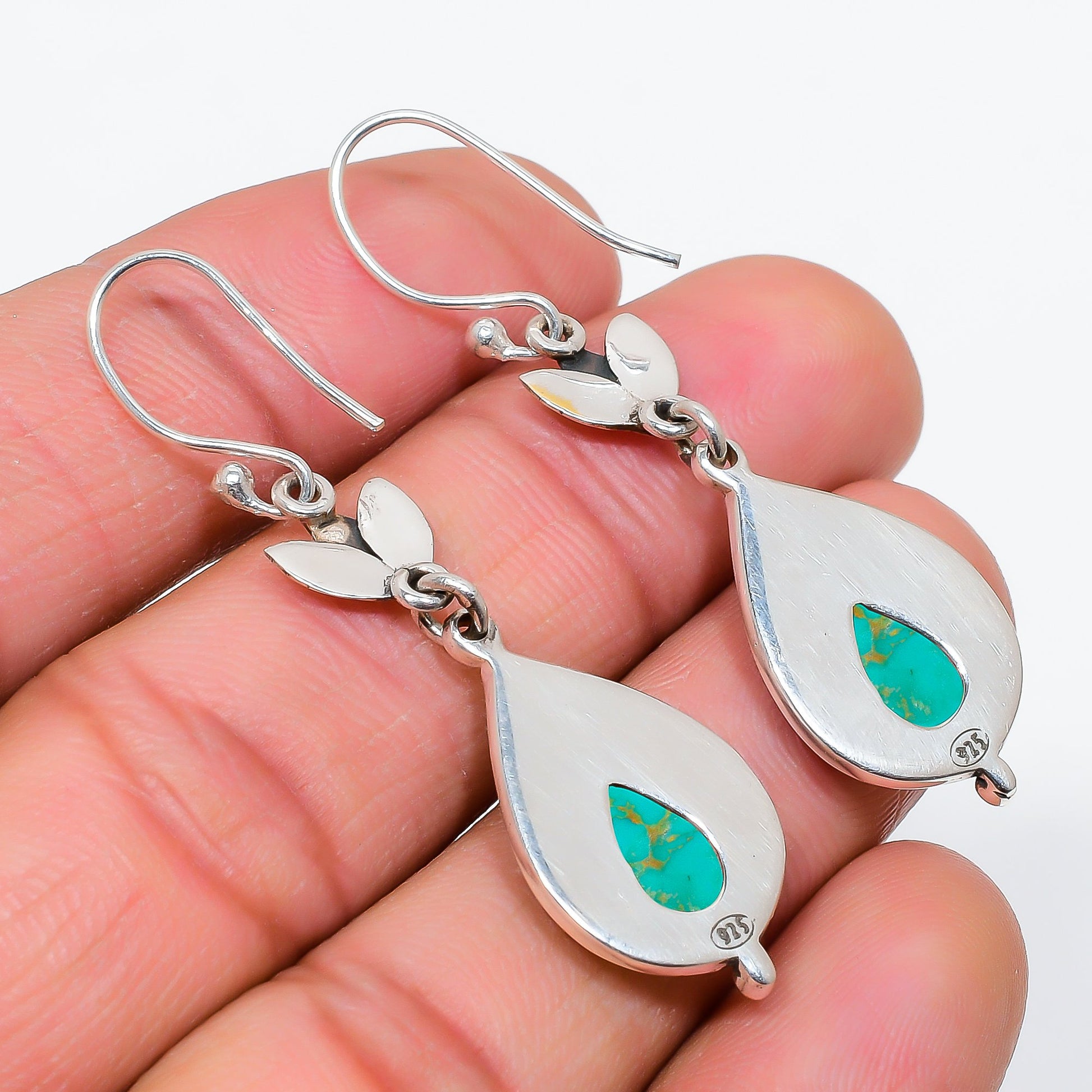 "Turquoise Earrings 925 Sterling Silver | Natural Gemstone Dangle Jewelry"