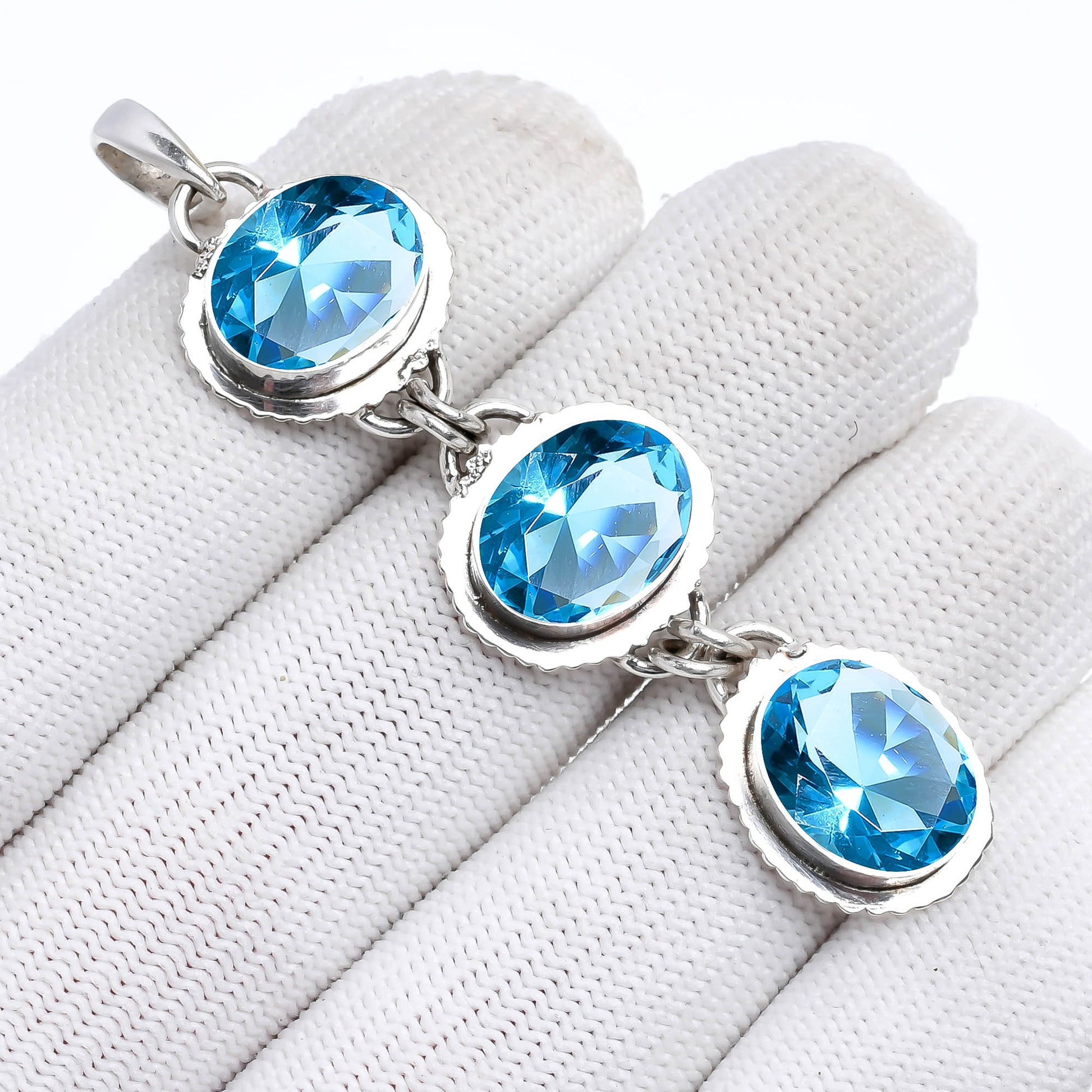 "Blue Topaz Pendant 925 Sterling Silver | Natural Gemstone Necklace"