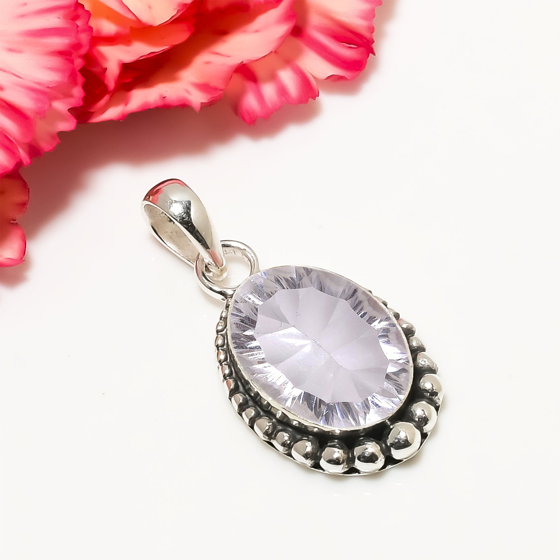 "White Topaz Pendant | 925 Sterling Silver | Clear Gemstone Jewelry"