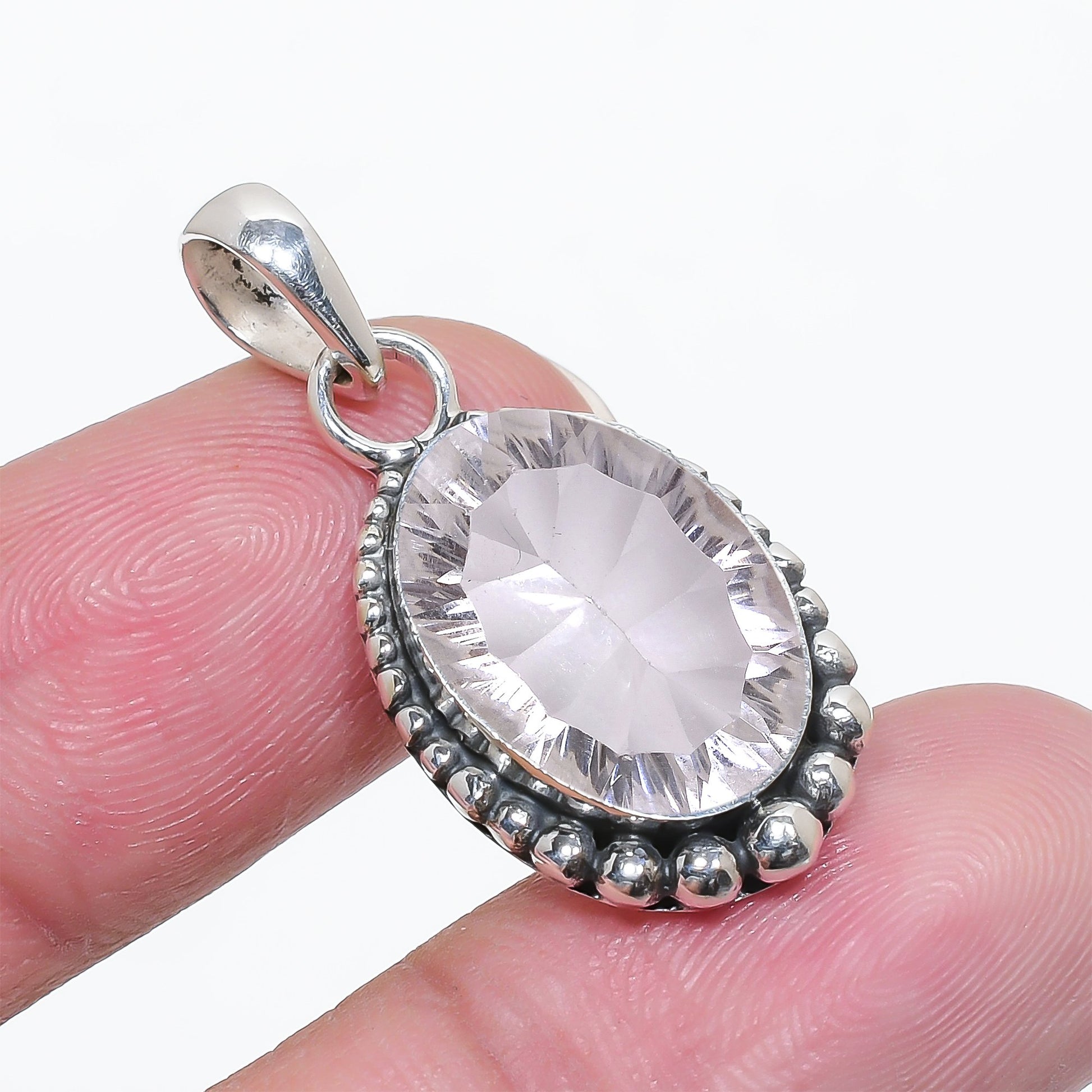 "White Topaz Pendant | 925 Sterling Silver | Clear Gemstone Jewelry"