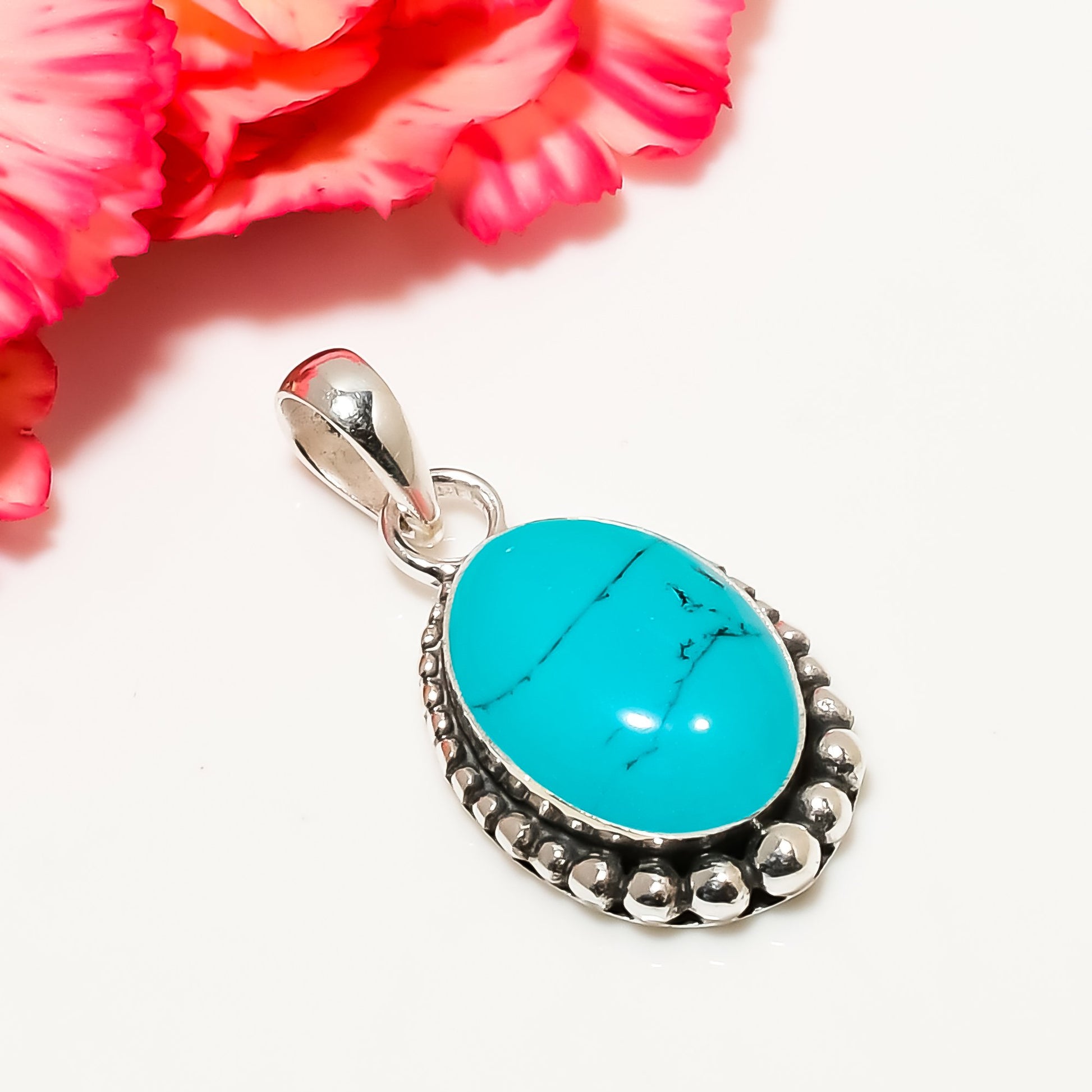 "Turquoise Pendant | 925 Sterling Silver | December Birthstone Gift"