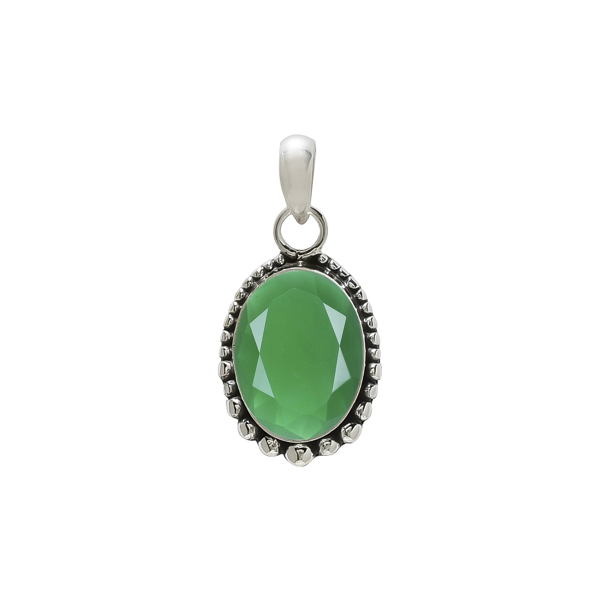 Emerald Pendant 925 Sterling Silver | Natural Green Gemstone Necklace