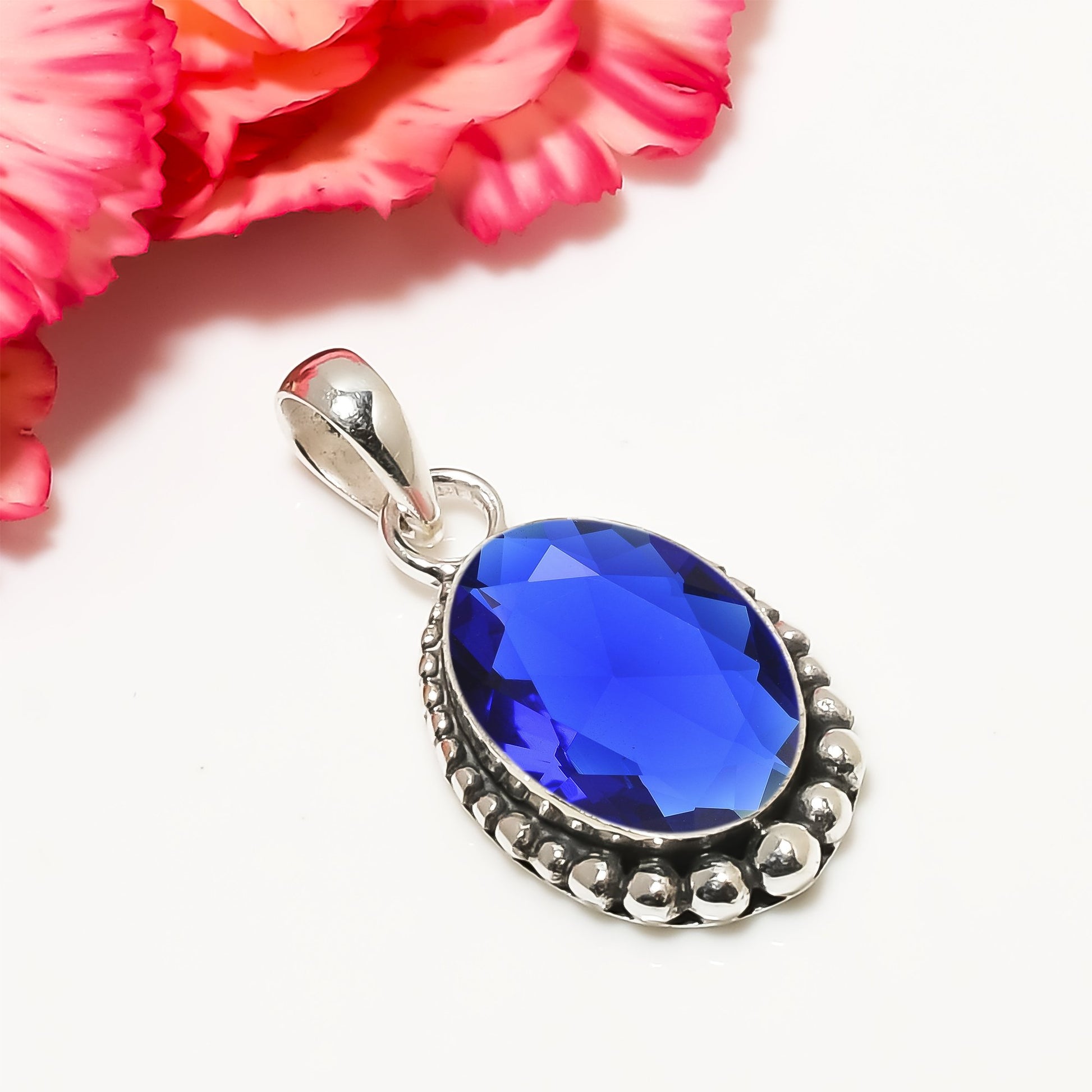 Blue Sapphire Pendant 925 Sterling Silver | Natural September Birthstone Necklace