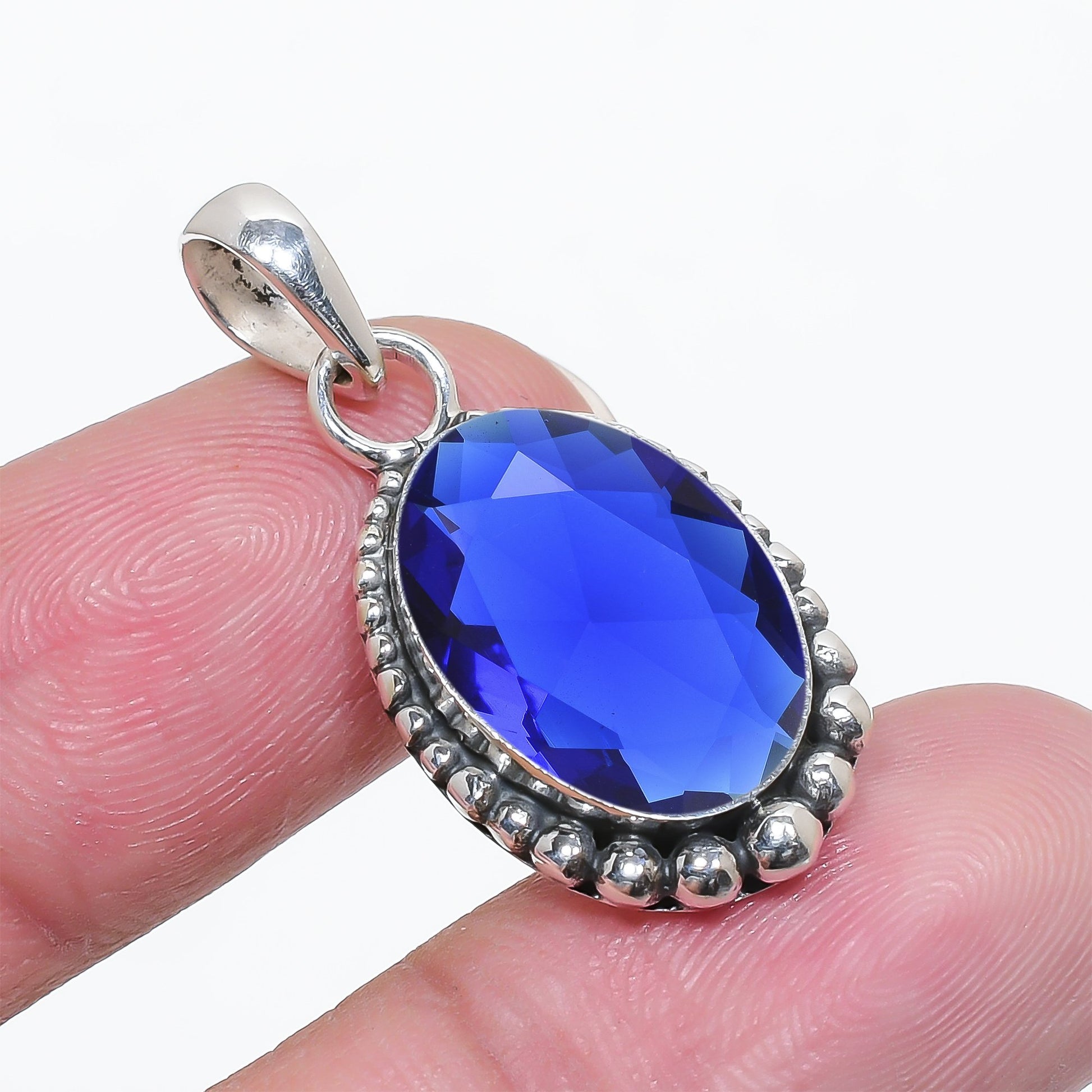 Blue Sapphire Pendant 925 Sterling Silver | Natural September Birthstone Necklace