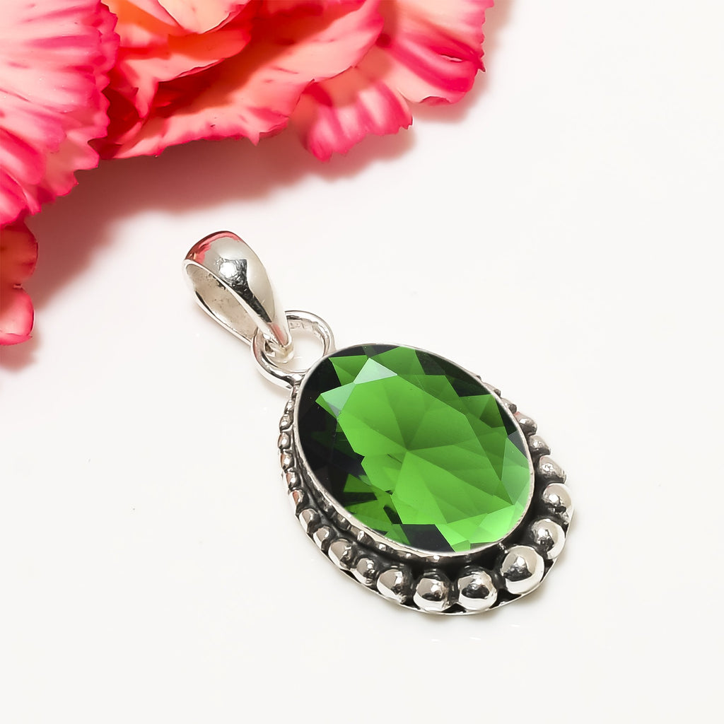 "Chrome Diopside Pendant | 925 Sterling Silver Necklace"