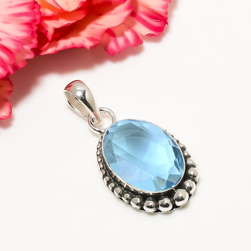 "Blue Topaz Pendant | 925 Sterling Silver | December Birthstone"