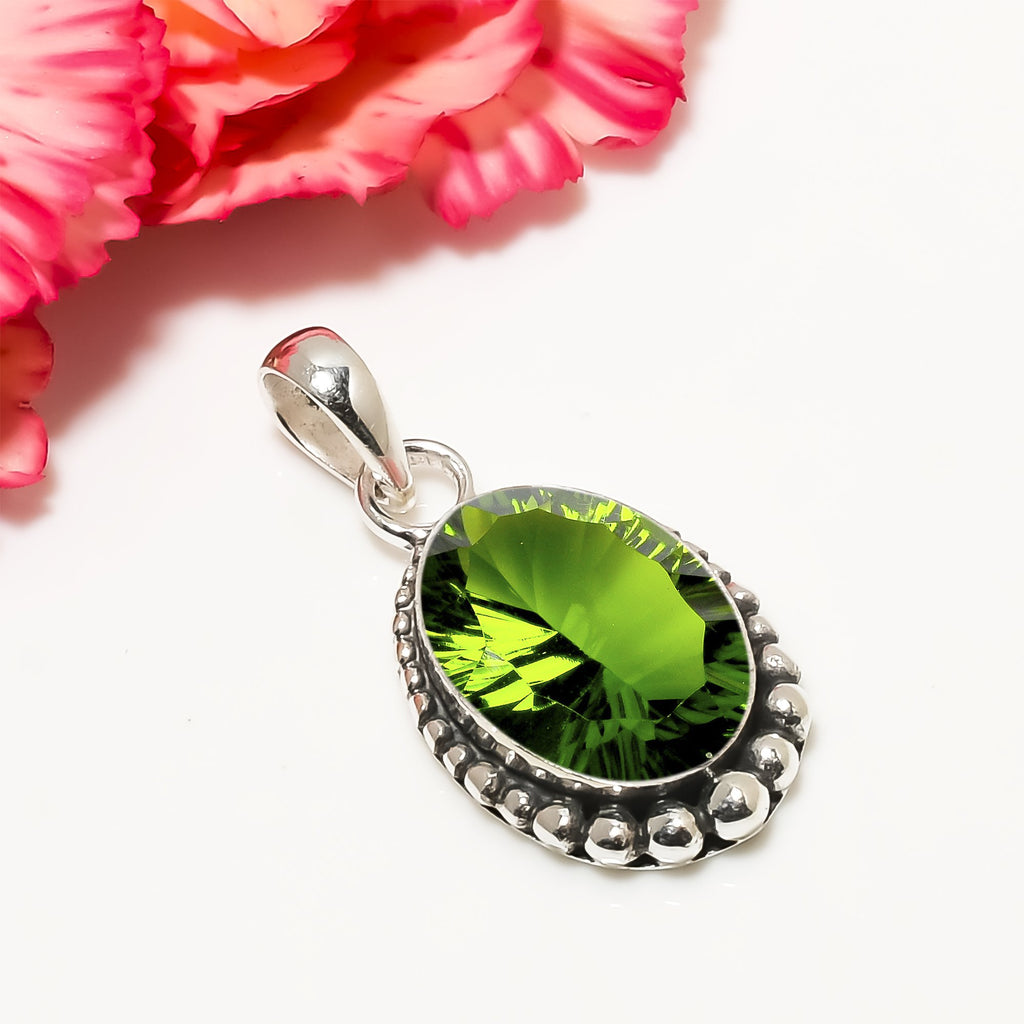 "Peridot Pendant | 925 Sterling Silver | August Birthstone Necklace"