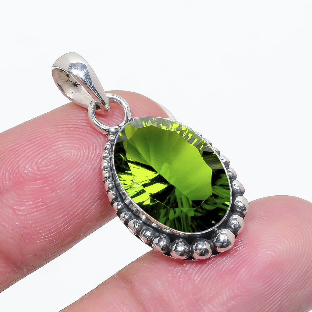 "Peridot Pendant | 925 Sterling Silver | August Birthstone Necklace"