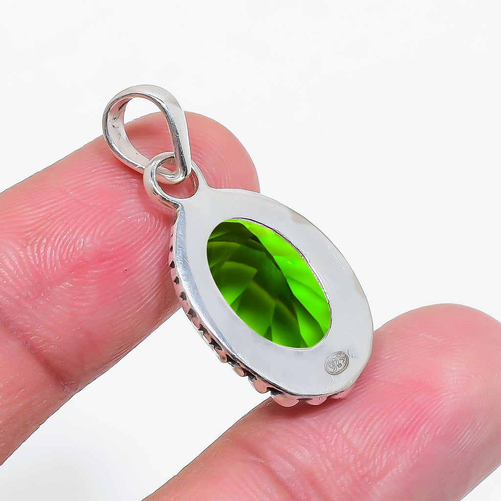 "Peridot Pendant | 925 Sterling Silver | August Birthstone Necklace"
