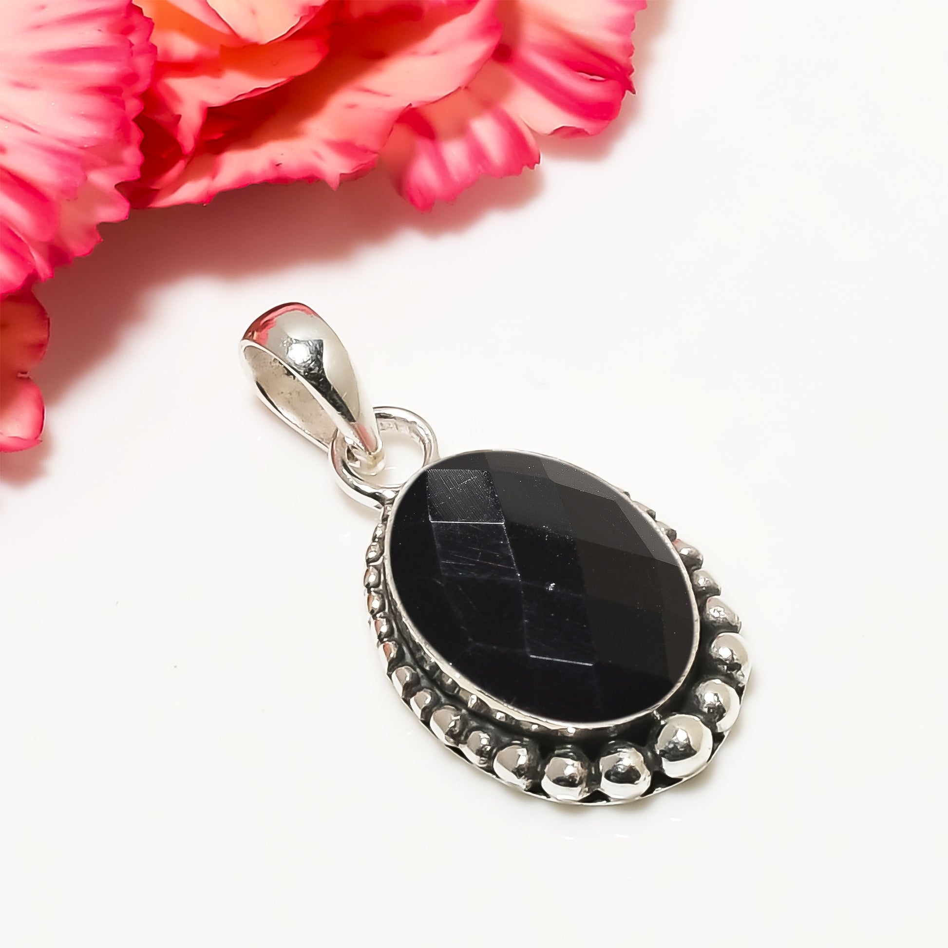 "Black Onyx Pendant | 925 Sterling Silver | Protective Gemstone"