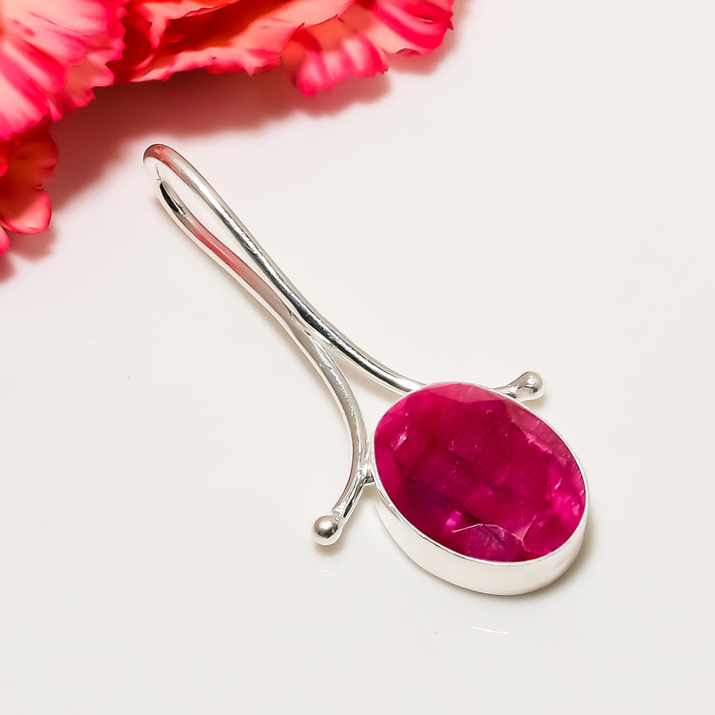 "Ruby Pendant 925 Sterling Silver | Natural Red Gemstone Necklace"