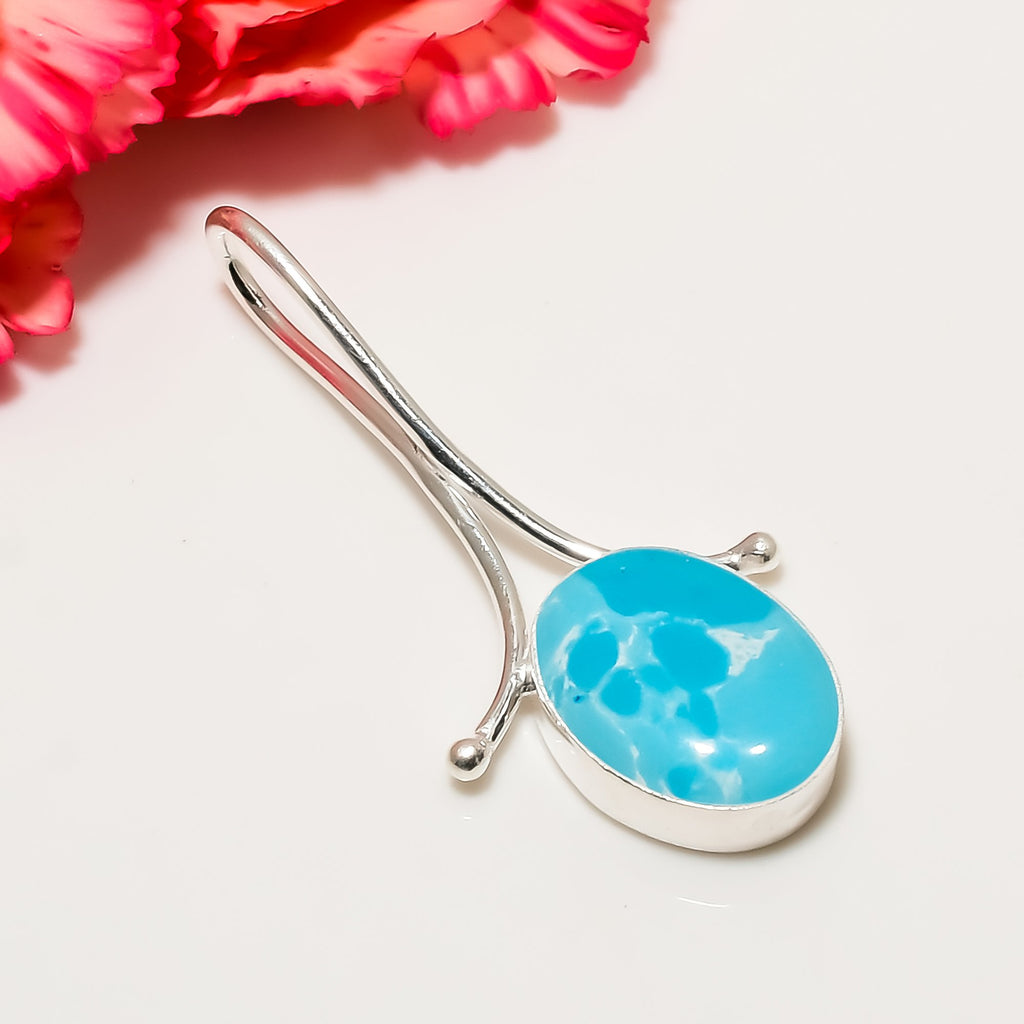 "Larimar Pendant 925 Sterling Silver | Natural Blue Gemstone Necklace"