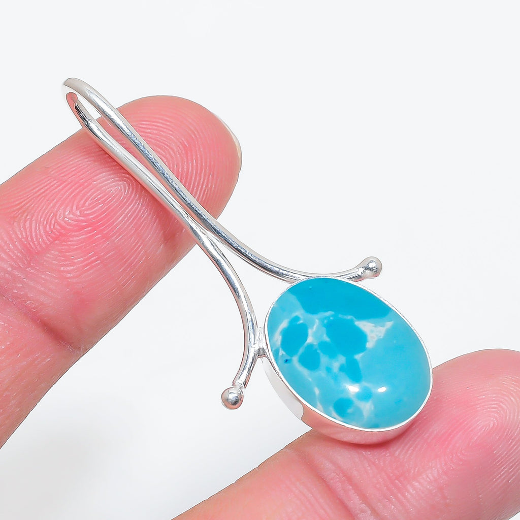 "Larimar Pendant 925 Sterling Silver | Natural Blue Gemstone Necklace"