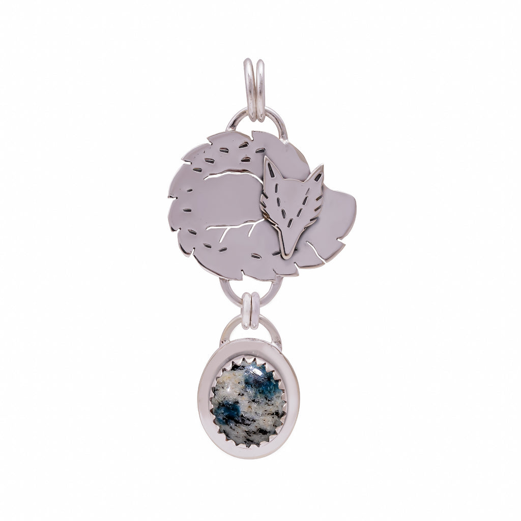 "K2 Azurite Pendant 925 Sterling Silver | Blue Granite Gemstone Necklace"