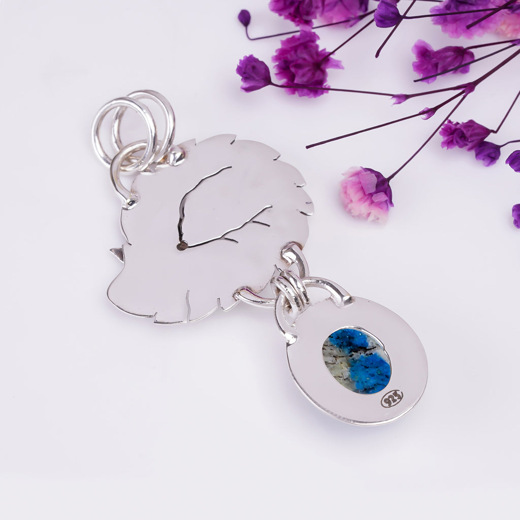 "K2 Azurite Pendant 925 Sterling Silver | Blue Granite Gemstone Necklace"