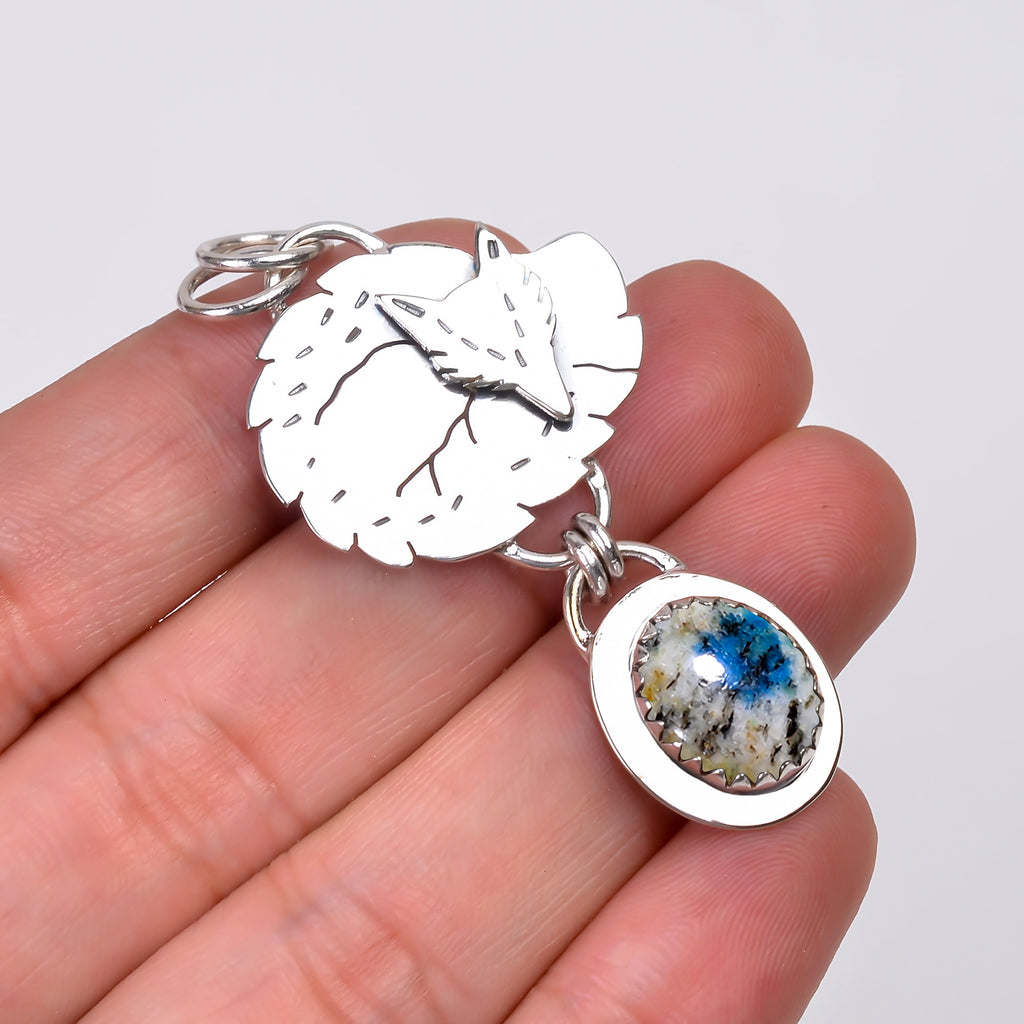 "K2 Azurite Pendant 925 Sterling Silver | Blue Granite Gemstone Necklace"