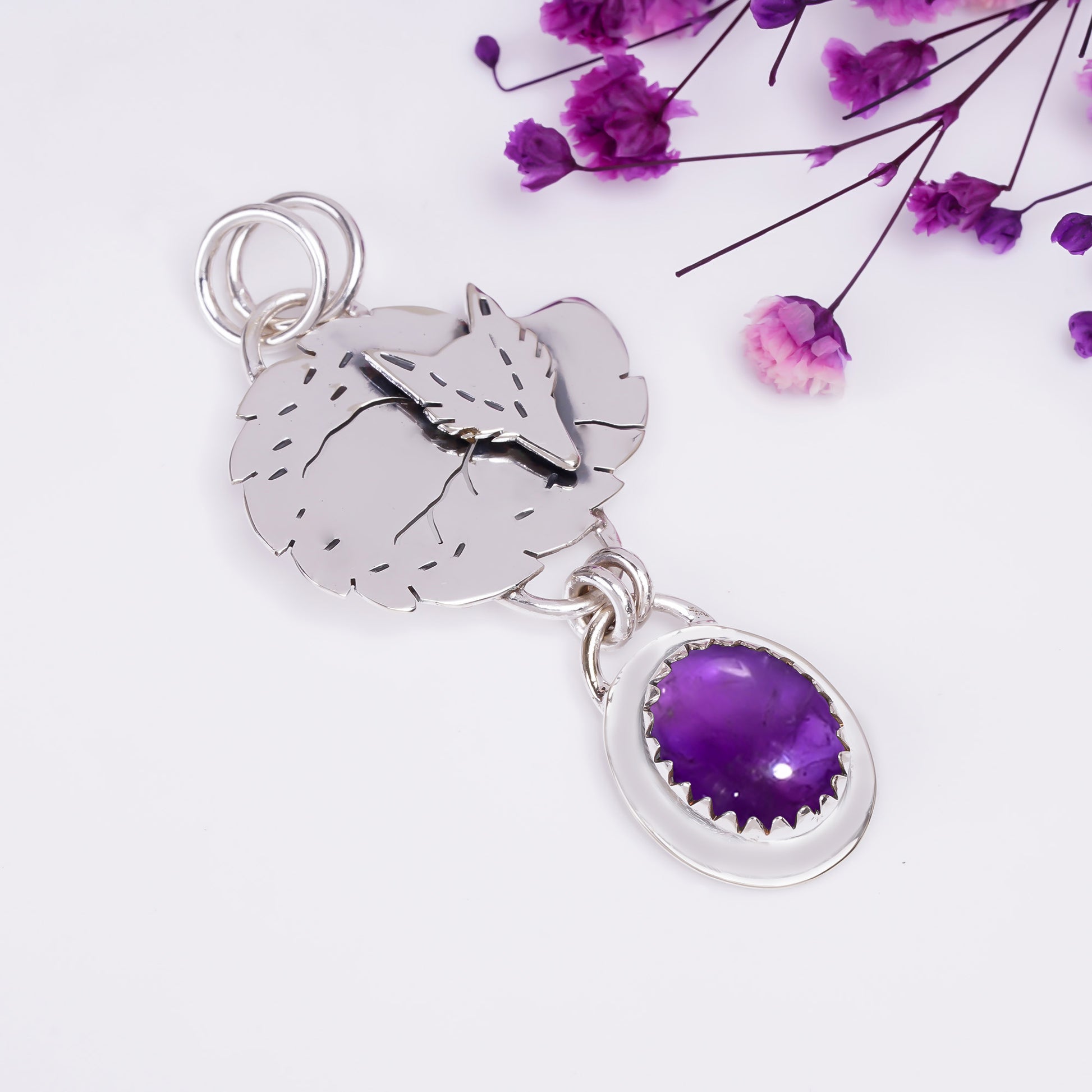 "Amethyst Pendant 925 Sterling Silver | Natural Purple Gemstone Necklace"