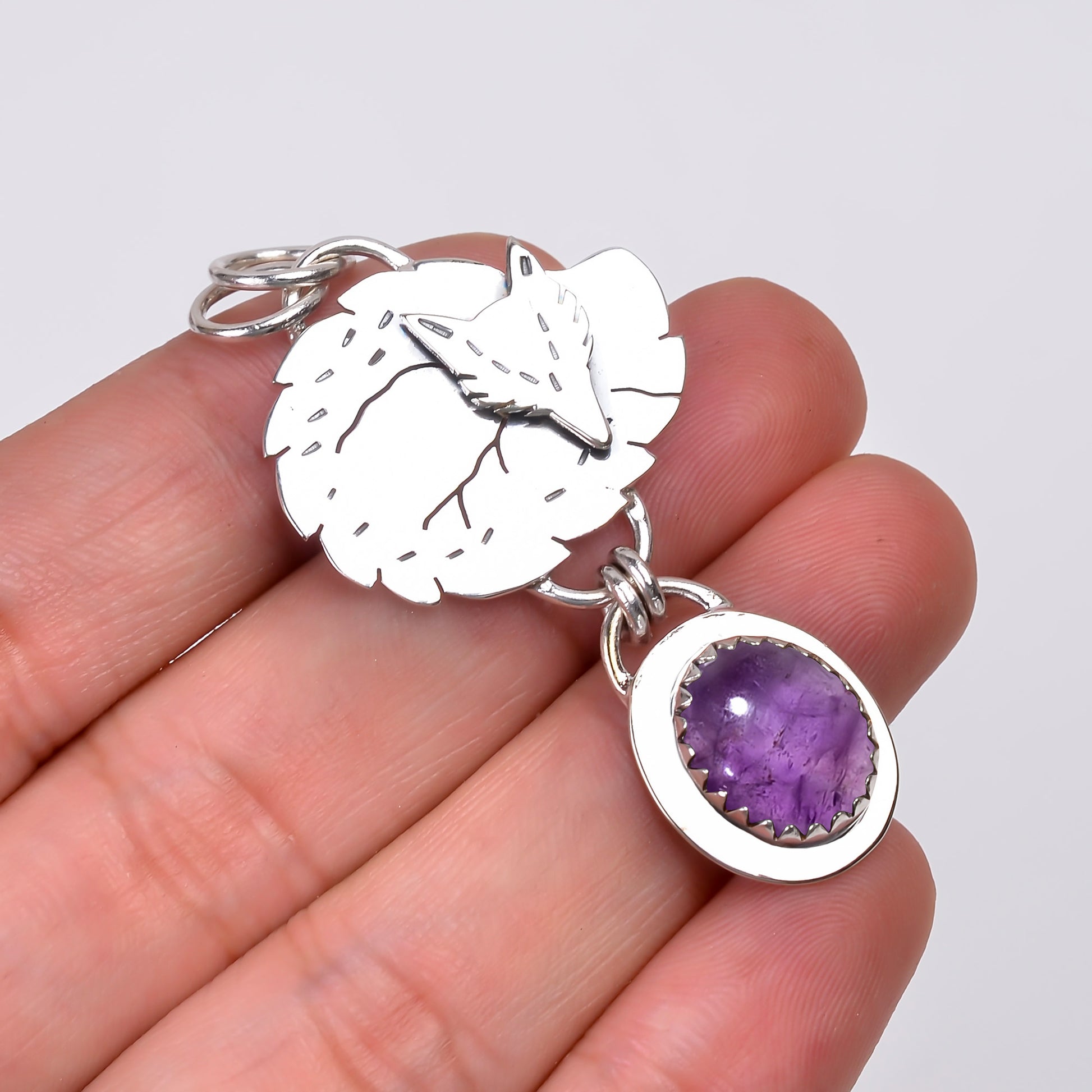 "Amethyst Pendant 925 Sterling Silver | Natural Purple Gemstone Necklace"