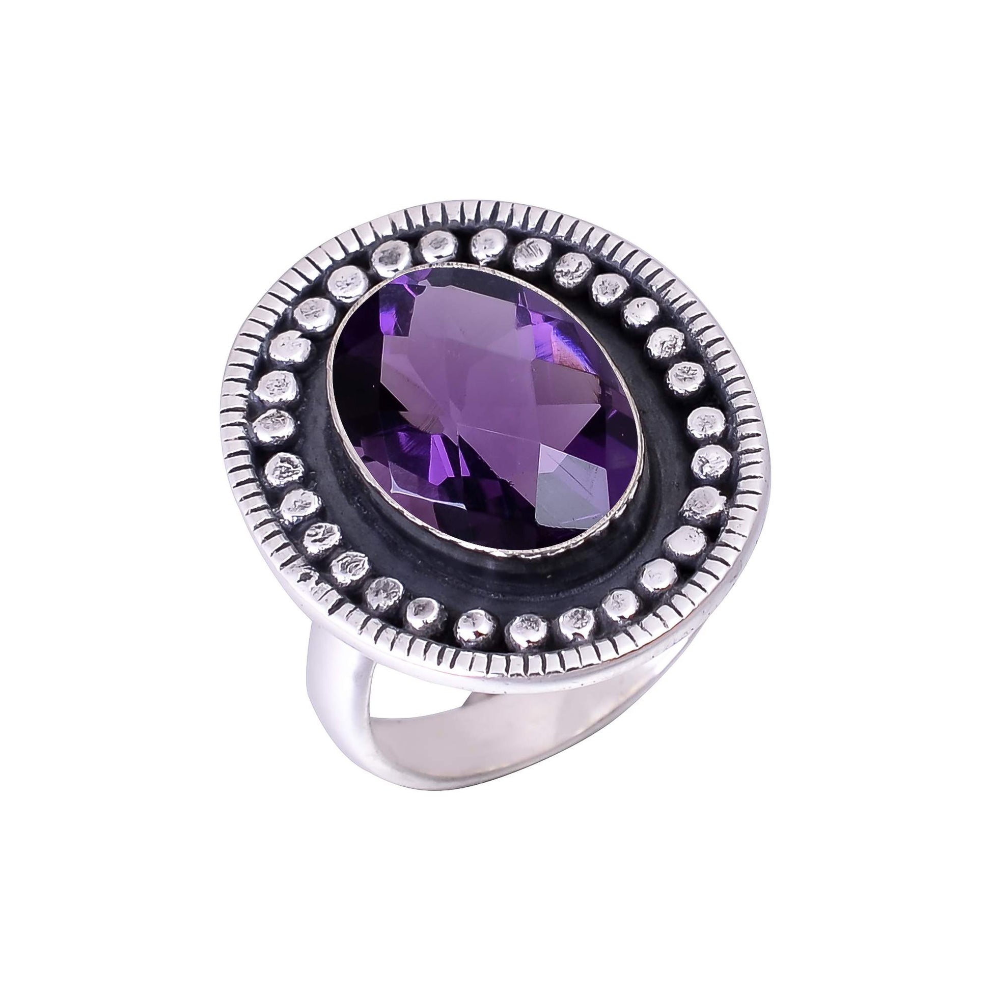 "Amethyst Ring 925 Sterling Silver | Natural Purple Gemstone"