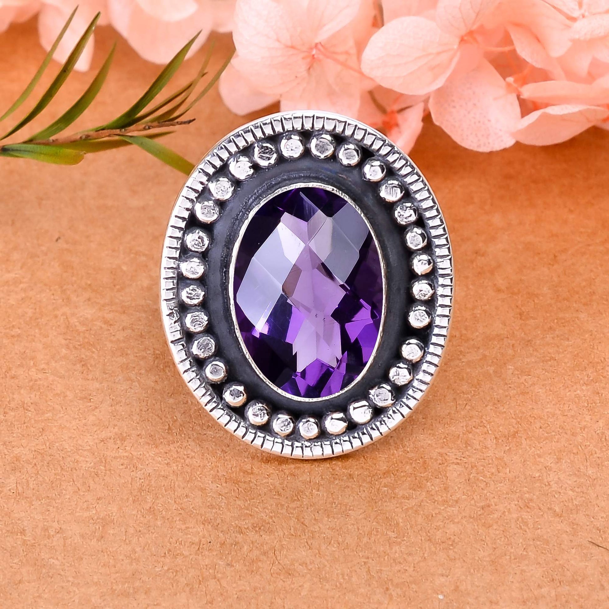 "Amethyst Ring 925 Sterling Silver | Natural Purple Gemstone"