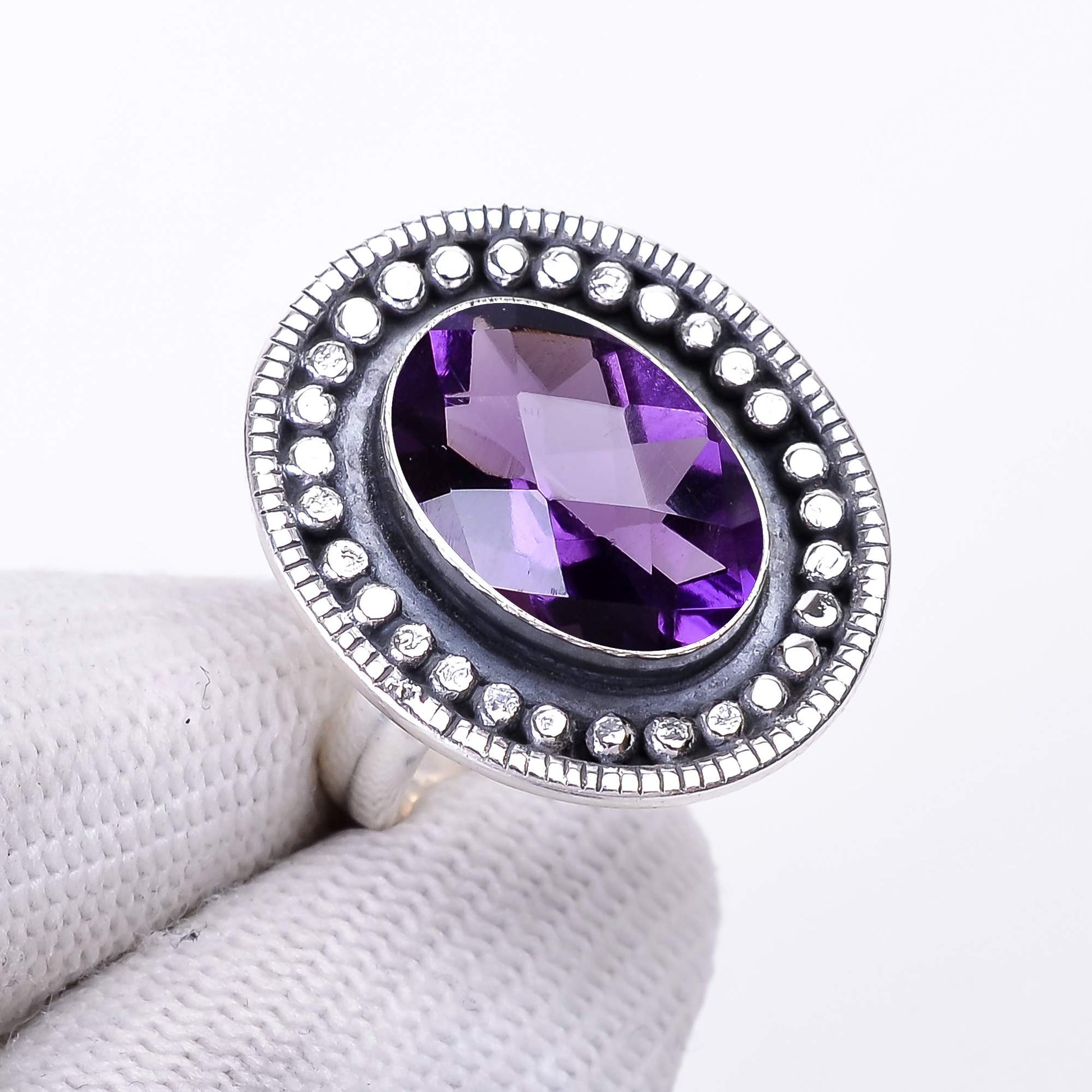 "Amethyst Ring 925 Sterling Silver | Natural Purple Gemstone"