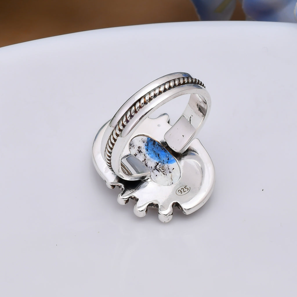 "K2 Azurite Ring 925 Sterling Silver | Natural Blue Stone Jewelry"