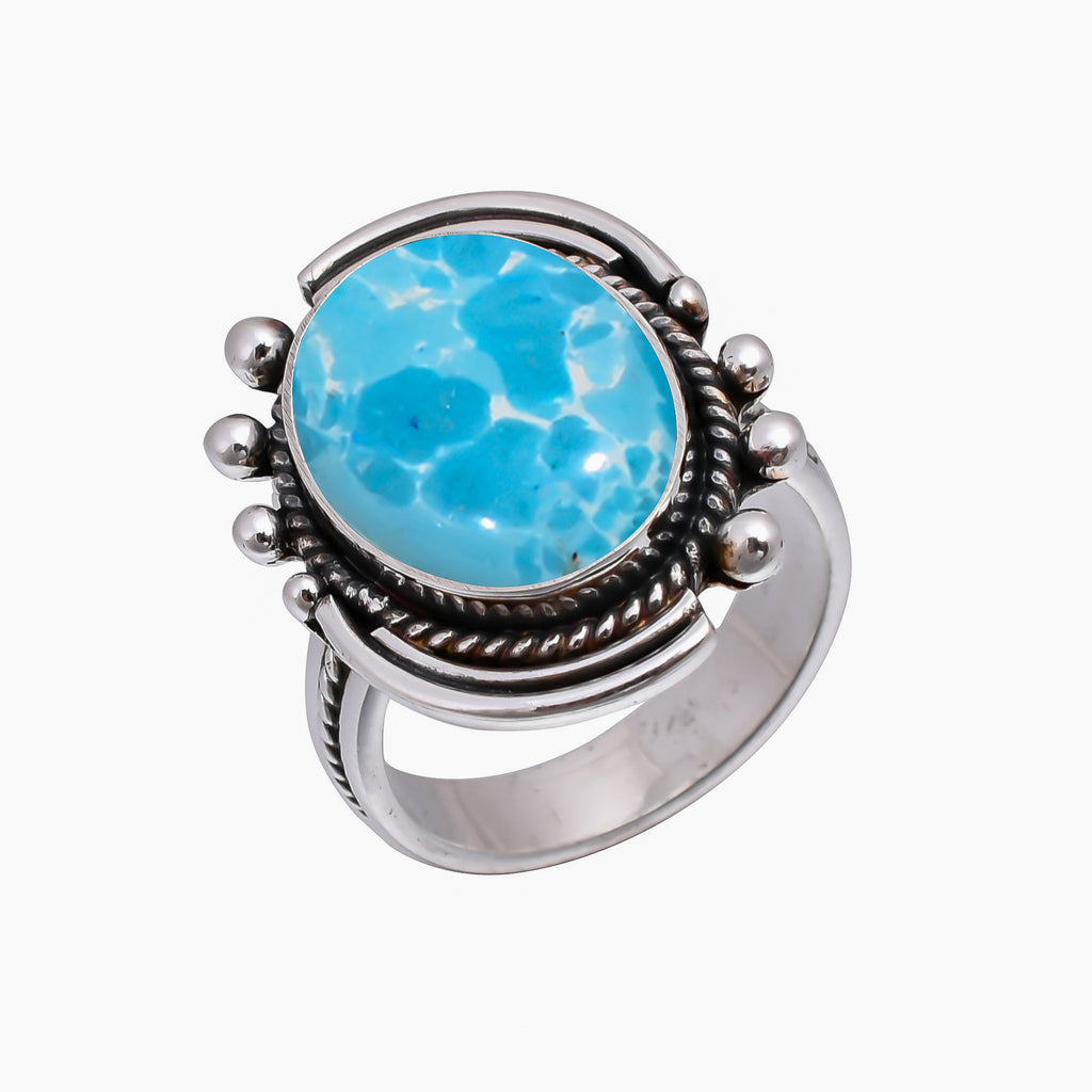 "Larimar Ring 925 Sterling Silver | Natural Blue Gemstone"